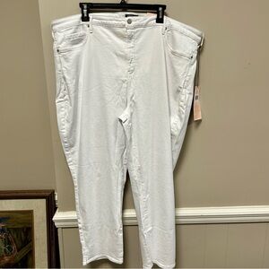 NYDJ Sz 24W Short Optic White Jeans 👖 Slim Straight NWT Ankle Slit